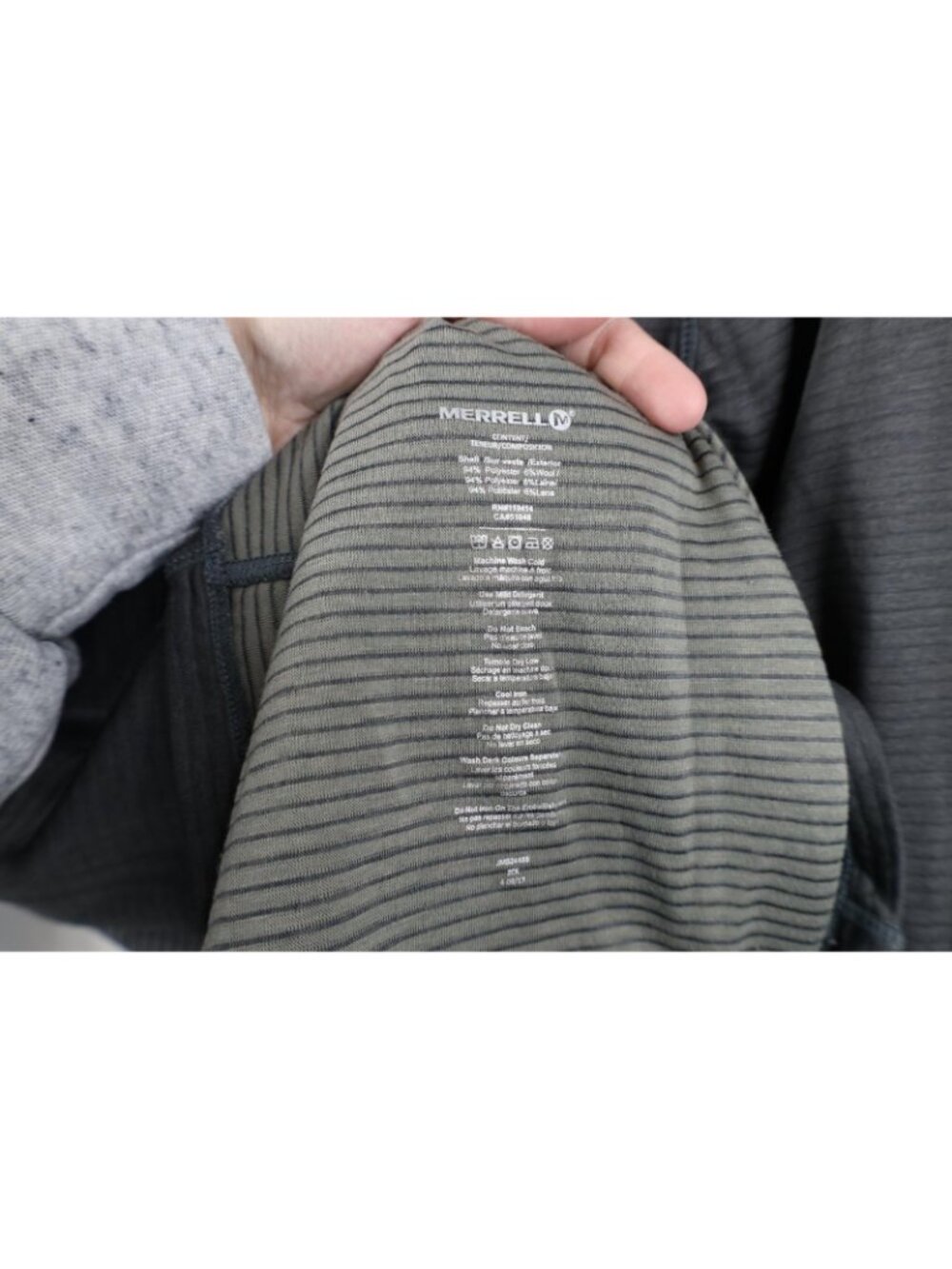 Merrell Mens Small Thermal Ribbed Knit 1/4 Zip Pullover Trekking Jacket Top Gray - Picture 10 of 14